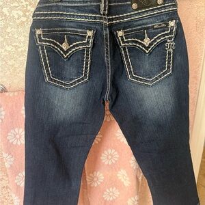 Miss Me Dark Blue Embellished crop  Jeans